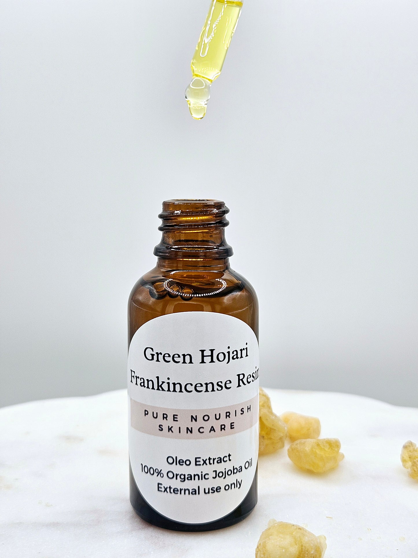 Green Hojari Frankincense Resin Infused Jojolba Oil